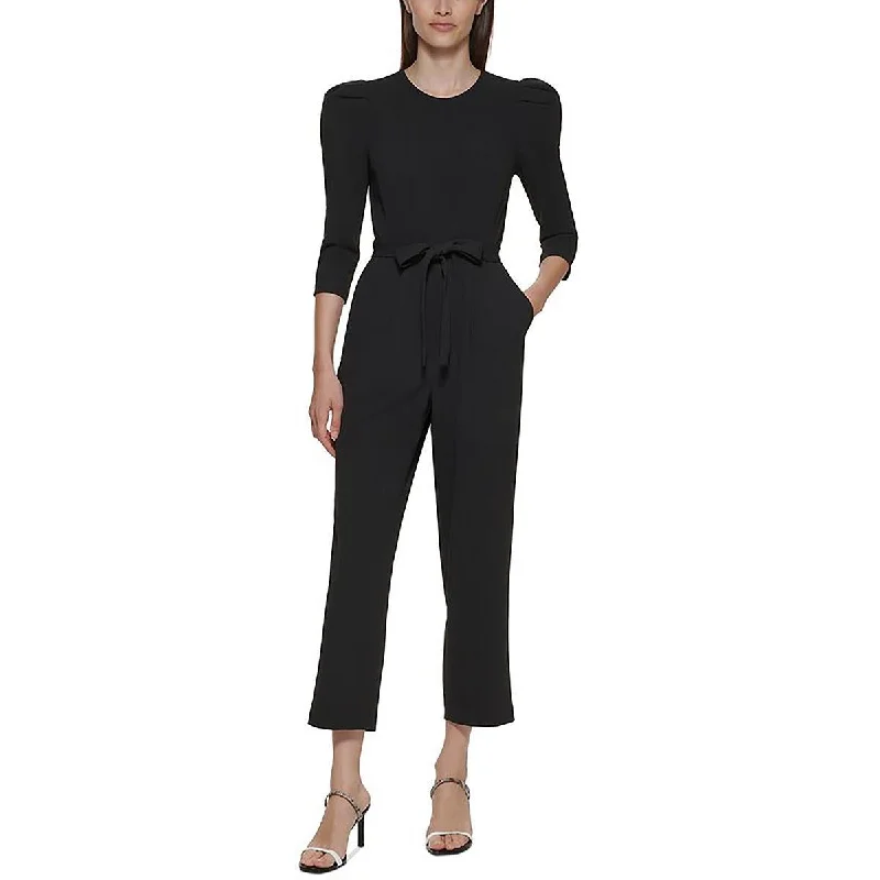 Comfortable Garments For Women Womens Belted Puff Sleeve Jumpsuit