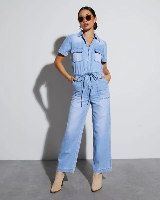 Women's Evening Garments Izzie Denim Pocketed Jumpsuit