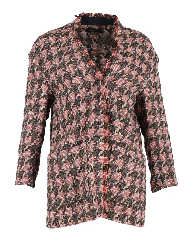 Women's Clothing For Everyday Wear Isabel Marant Houndstooth Tweed Jacket in Red Wool