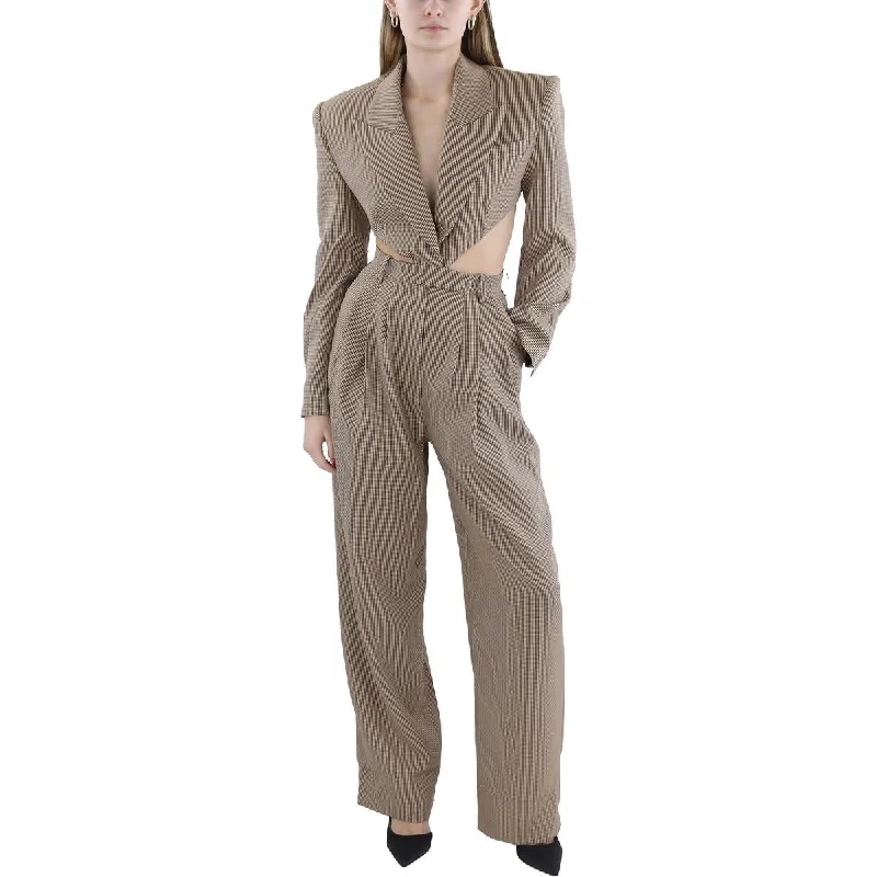 Affordable Luxury Women's Garments Amschel Womens Houndstooth Open Back Jumpsuit