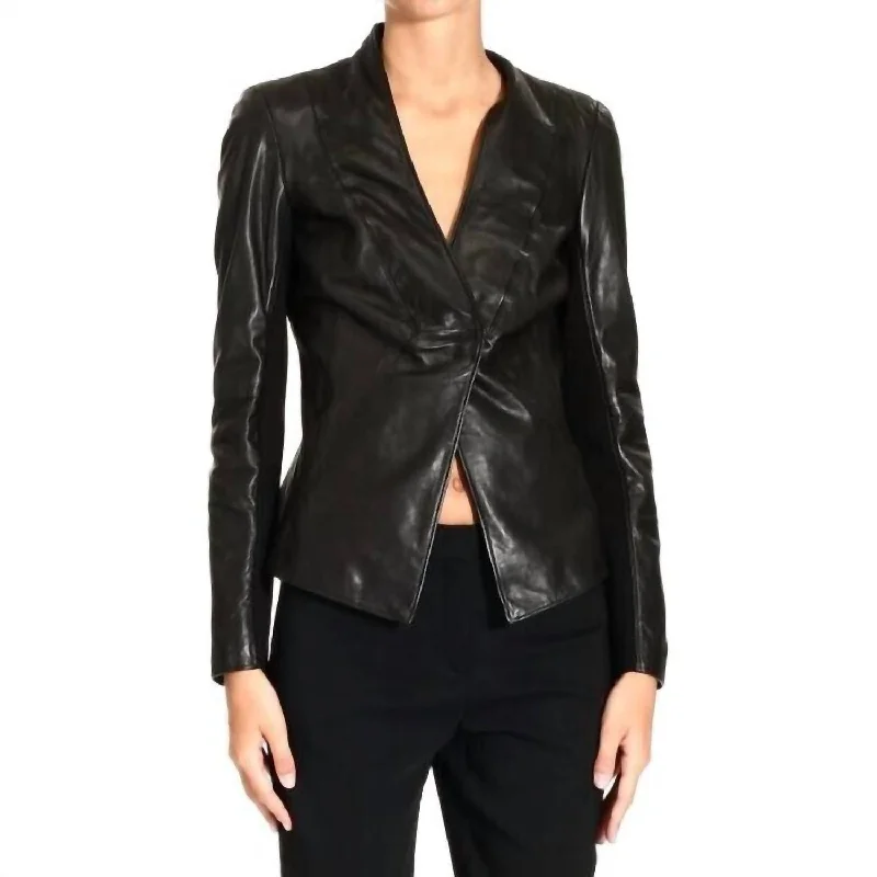 Women's Clothing Outfit Set Women's Leather Jacket In Brown