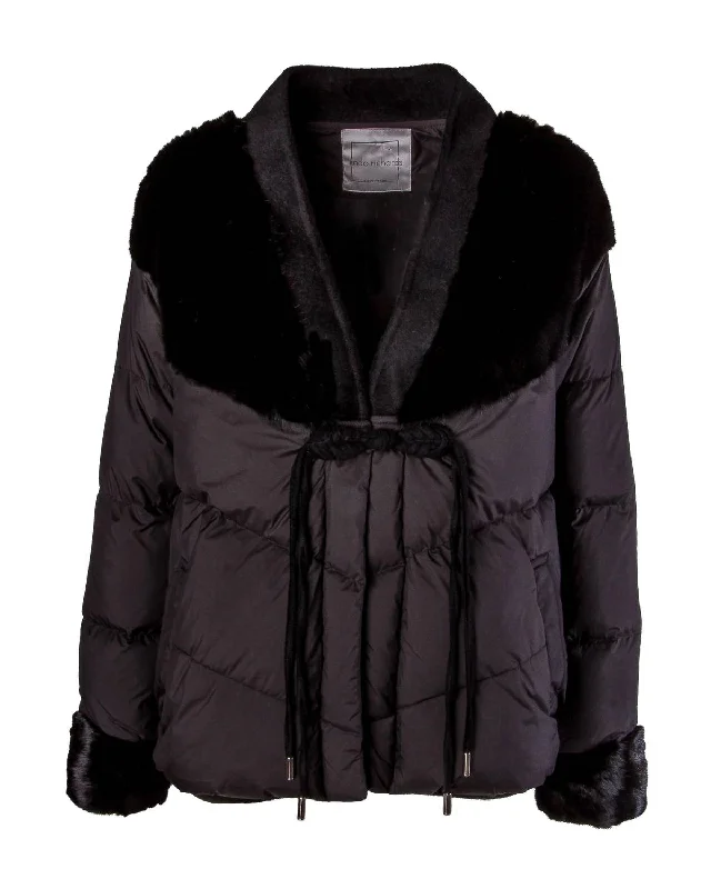 Women's Professional Outfit Women's Down Jacket W/fur In Black