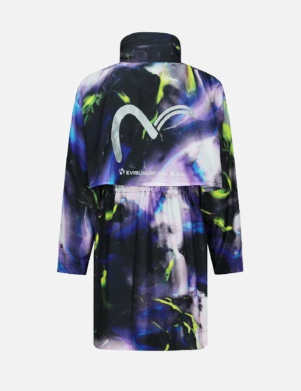 Women's Romantic Outfit Abstract Print Hooded Wind Coat