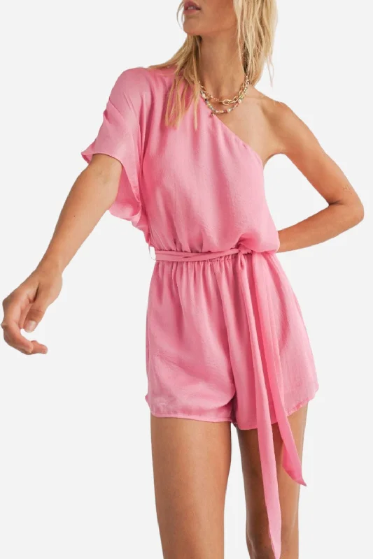 Women's Evening Outfit Sadie & Sage Hibiscus Cold Shoulder Romper in Pink