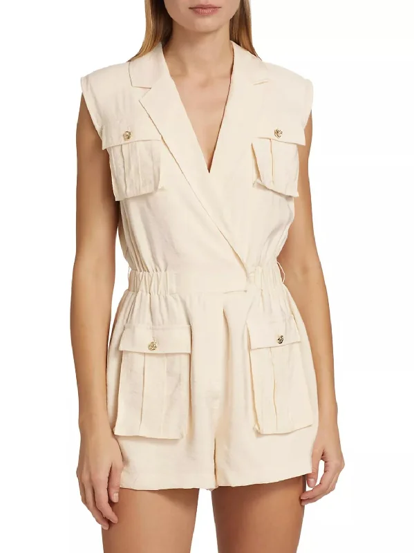 Women's Formal Event Attire Lela Sleeveless Romper In Rattan