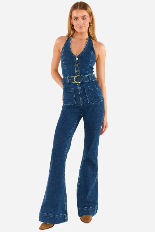 Women's Comfortable Lounge Outfit Show Me Your Mumu Fort Worth Jumpsuit in Ridge Blue