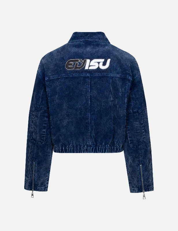 Women's Plus-Size Clothes Logo Embroidery Fashion Fit Washed Corduroy Denim Jacket