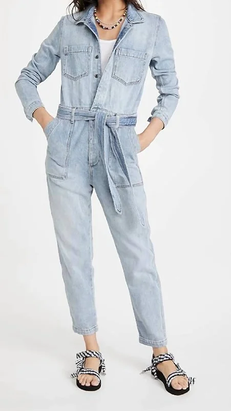 Women's Trendy Casual Outfit The Alexa Denim Jumpsuit In Tatra