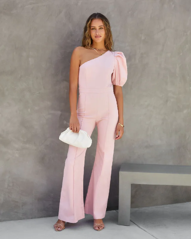 Charming Women's Clothes For Special Events Robynn Cotton One Shoulder Flare Jumpsuit