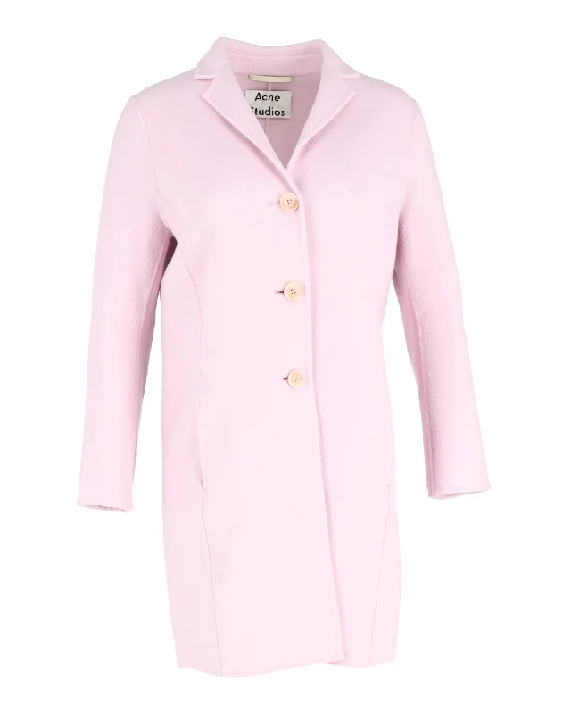 Women's Relaxed Clothes Acne Studios Long Coat in Pink Wool