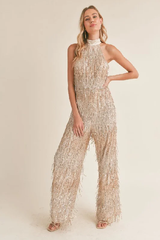 Women's Office Attire Sadie & Sage Light Up Halter Neck Sequined Jumpsuit