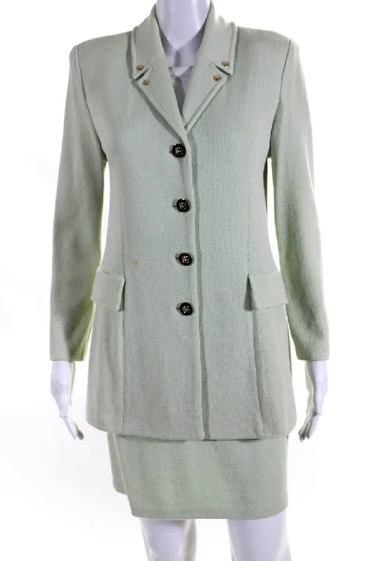 Women's Travel Apparel St. John Collection Womens Four Button Santana Knit Jacket Light Green