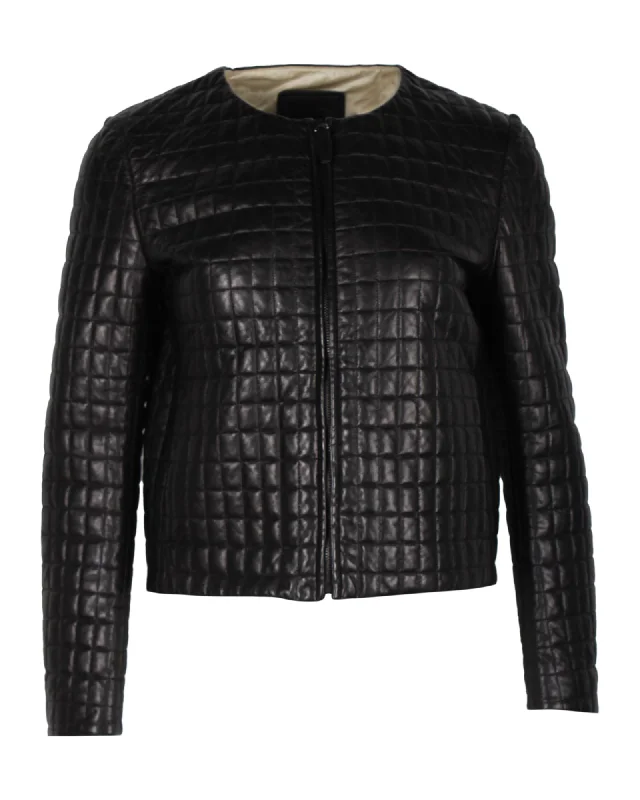 Women's Sporty Clothes Prada Quilted Jacket in Black Lambskin Leather