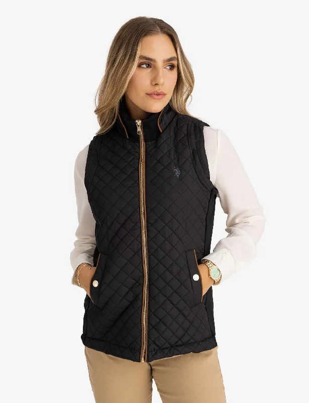 Stylish Clothes For Women SIDE KNIT QUILTED VEST