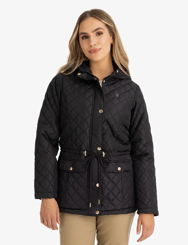 Trendy Athleisure Clothing For Women COZY QUILTED HOODED COAT