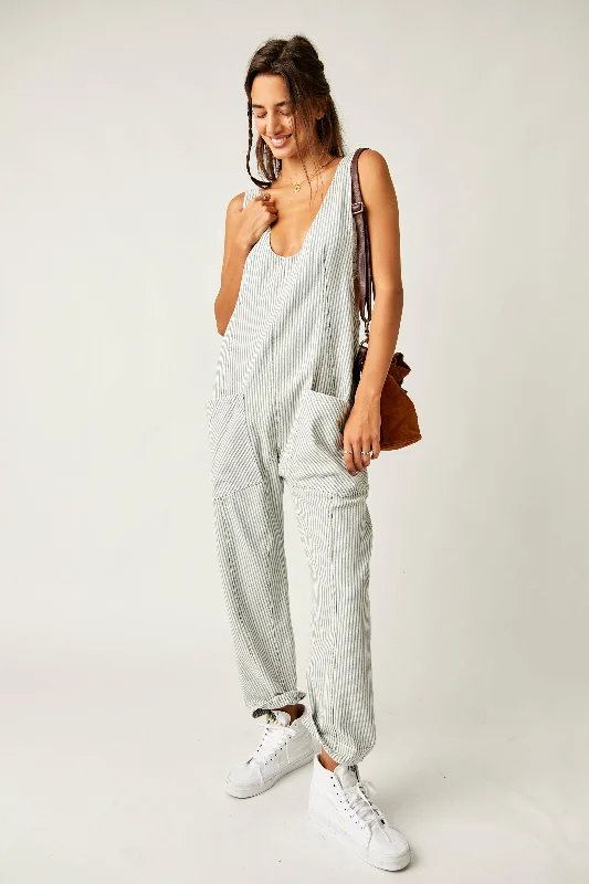 Women's Vacation Attire Free People High Roller Railroad Jumpsuit in Pillow Talk Stripe