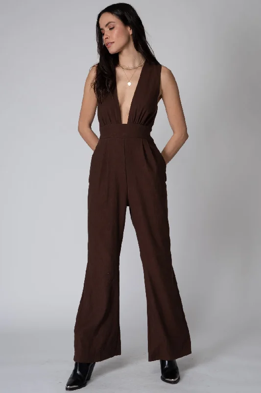 Women's Plus-Size Attire Stillwater Mothers Wide Leg Jumpsuit in Oak