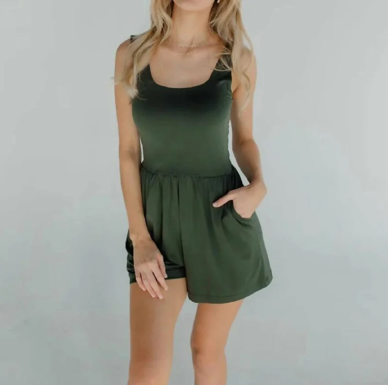 Women's Transitional Apparel Camila Tank Romper In Green