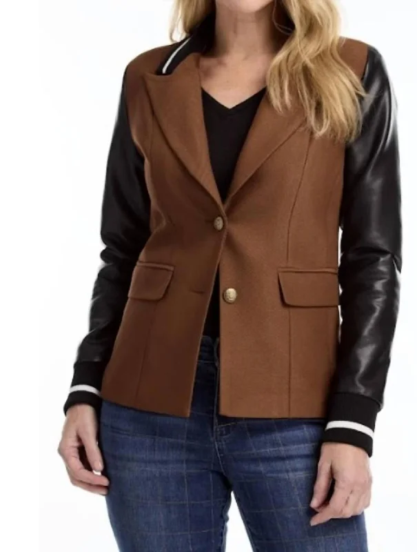 Women's Work Outfit Mixed Media Blazer In Espresso