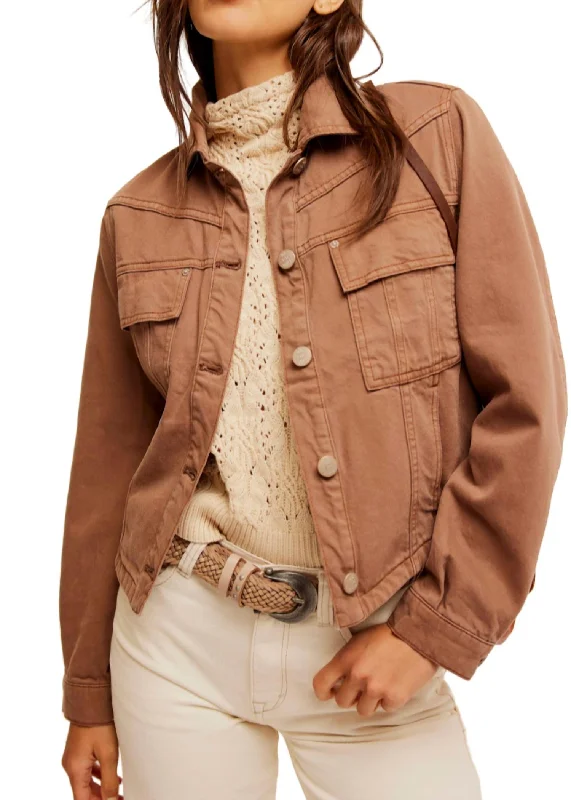 Women's Tops And Clothing Jade Denim Jacket In Chocolate Mousse