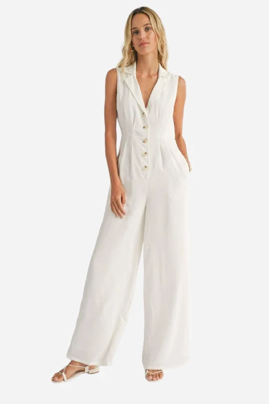 Women's Office Clothing Sadie & Sage The Classics Button Front Jumpsuit in White