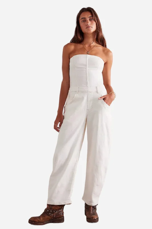 Women's Seasonal Clothing Free People Je Suis Pret Barrel Jumpsuit in Stone White