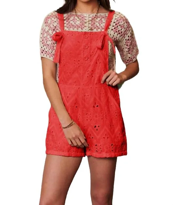 Luxury Women's Clothes Crochet Lace Romper In Hot Pink