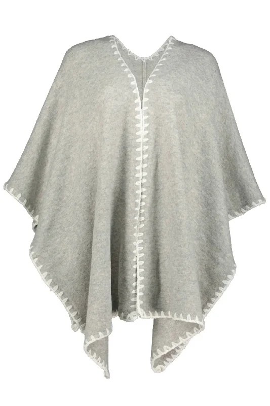 Women's Clothing Sets Shawl With Whipstitch Detail In Heather Grey