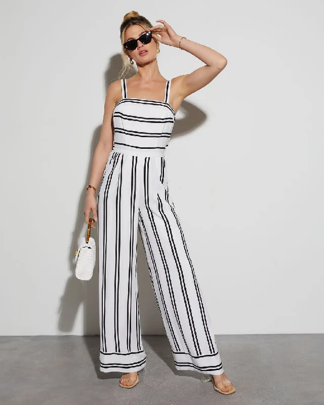 Women's High-Fashion Garments Gradey Striped Wide Leg Jumpsuit