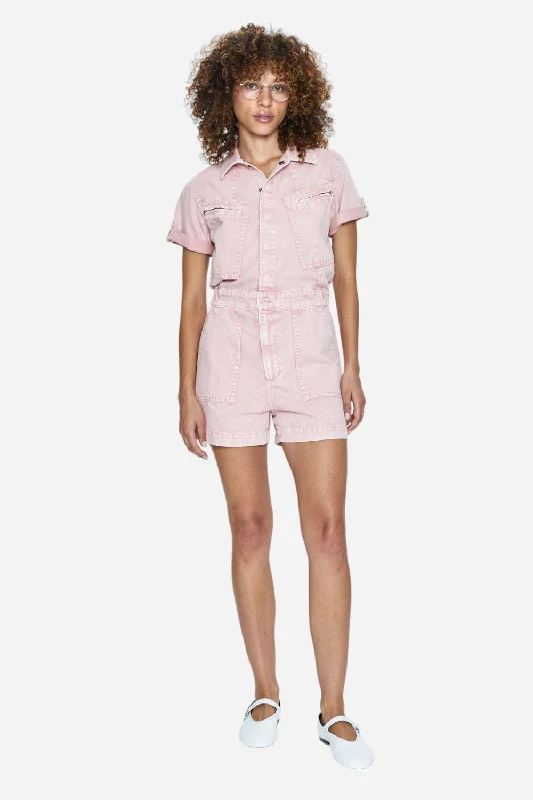 Women's Holiday Clothing Pistola Campbell Short Sleeve Romper in Rose Quartz