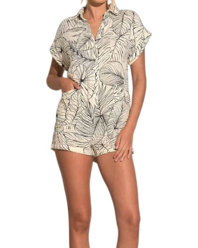 Women's Vintage Attire Tropics Romper In Natural/black