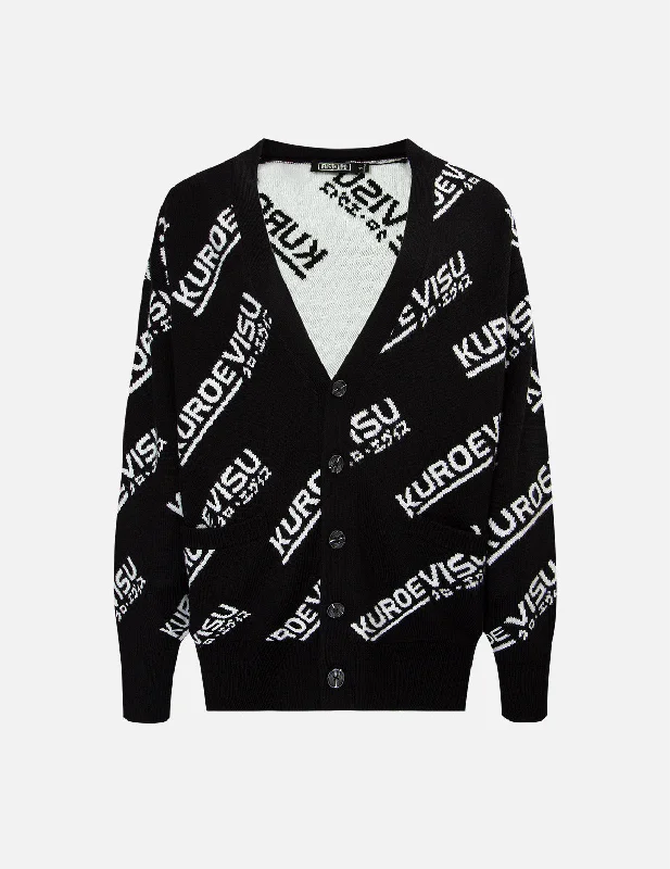 Women's Vintage Attire Allover Logo Intarsia Cardigan