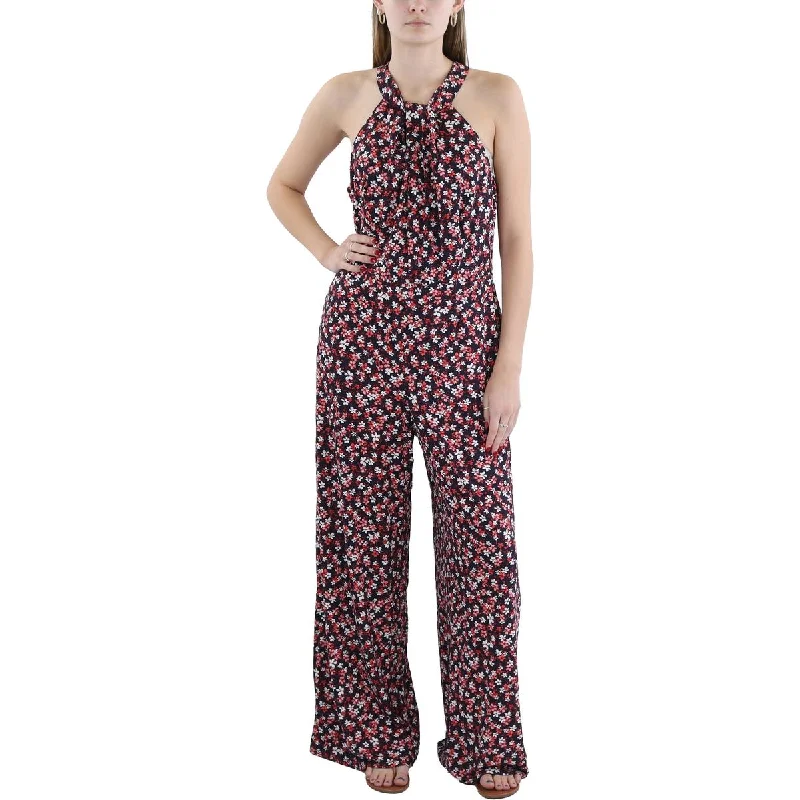 Women's Contemporary Apparel Womens Floral Print Wide Leg Jumpsuit