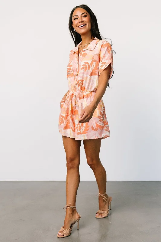 Women's Holiday Outfit Audra Romper | Pink Multi Print