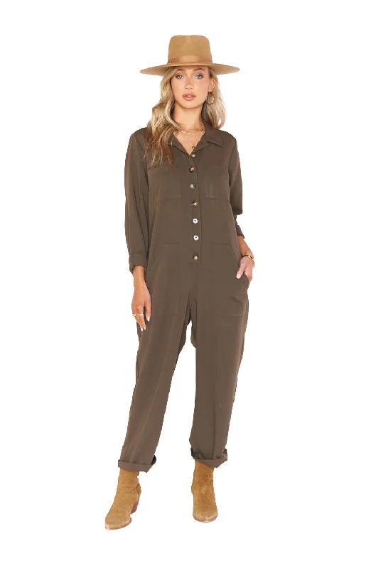 Women's Outfit For The Office Show Me Your MuMu Fargo Jumpsuit In Olive