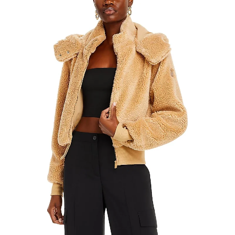 Affordable Women's Apparel Womens Faux Fur Hooded Faux Fur Coat