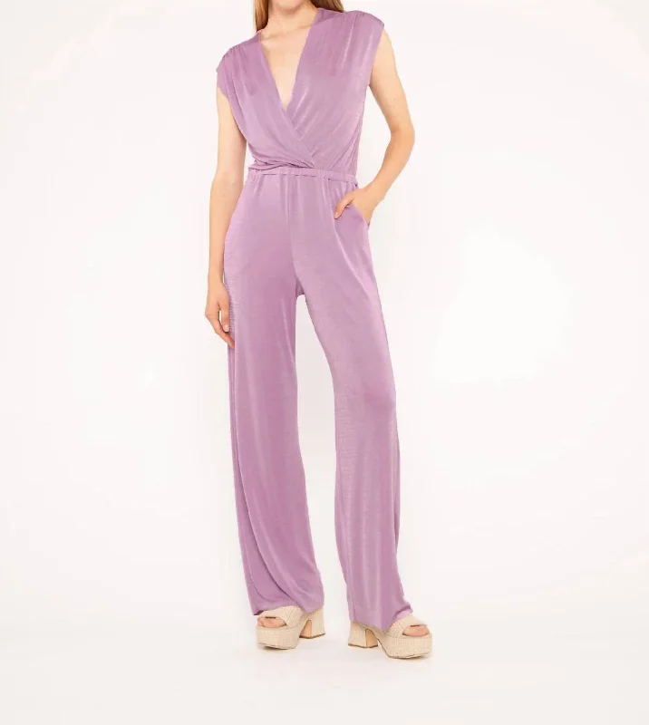 Women's Casual Wear Clothes Slinky Jumpsuit In Lavender