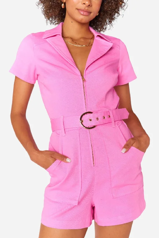 Women's Occasion Wear Clothing Show Me Your Mumu Outlaw Romper in Bubblegum Pink Denim