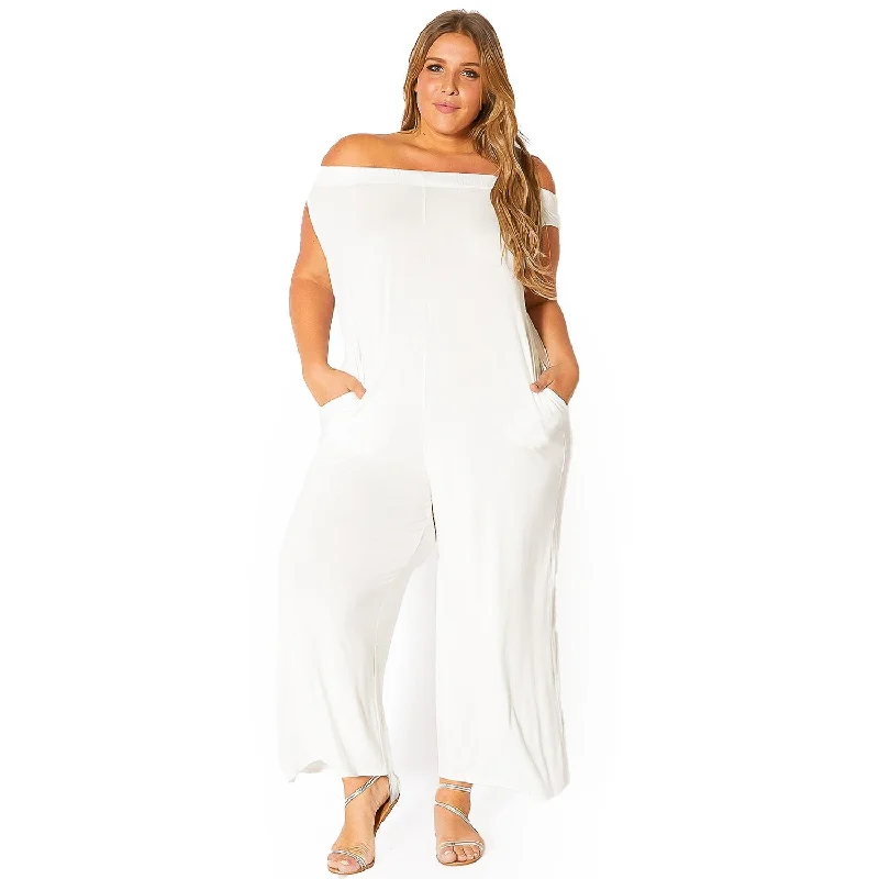 Women's Clothing For Work Plus Size Off Shoulder Wide Leg Jumpsuit