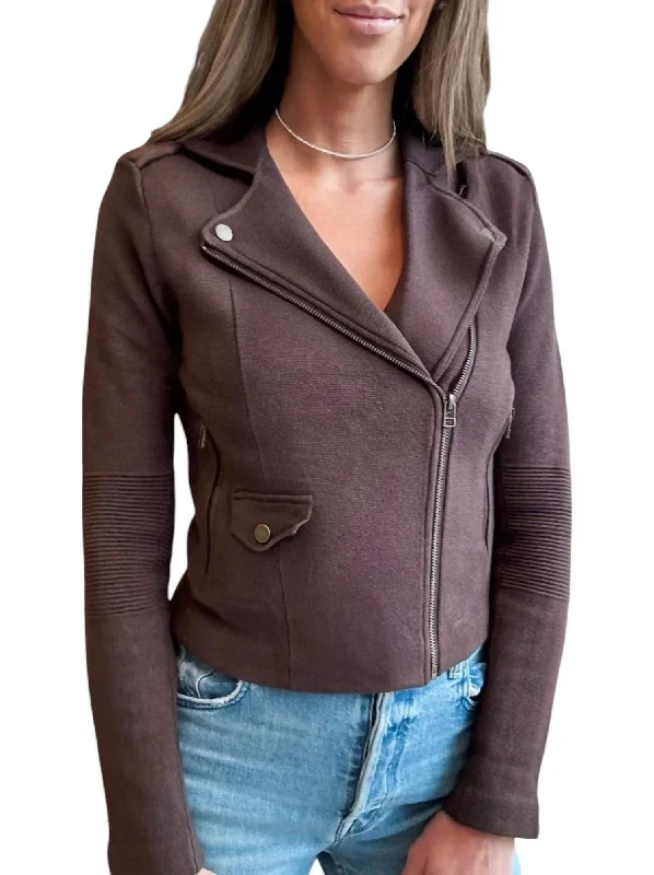 Women's Formal Event Outfit Cotton Blend Motto Jacket In Chocolate