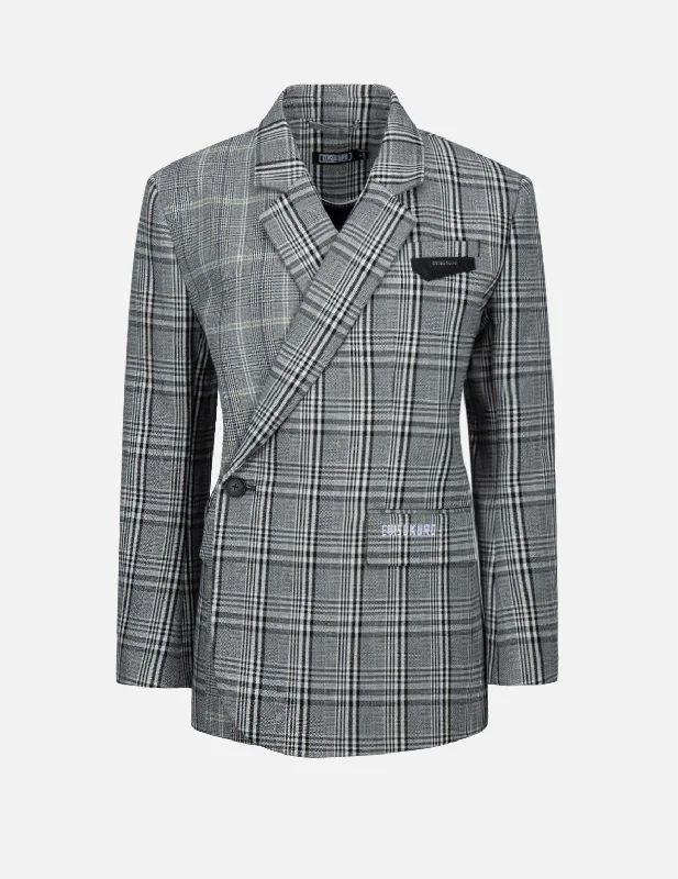 Women's Vintage Clothes Mixed Plaid Wrapped Blazer