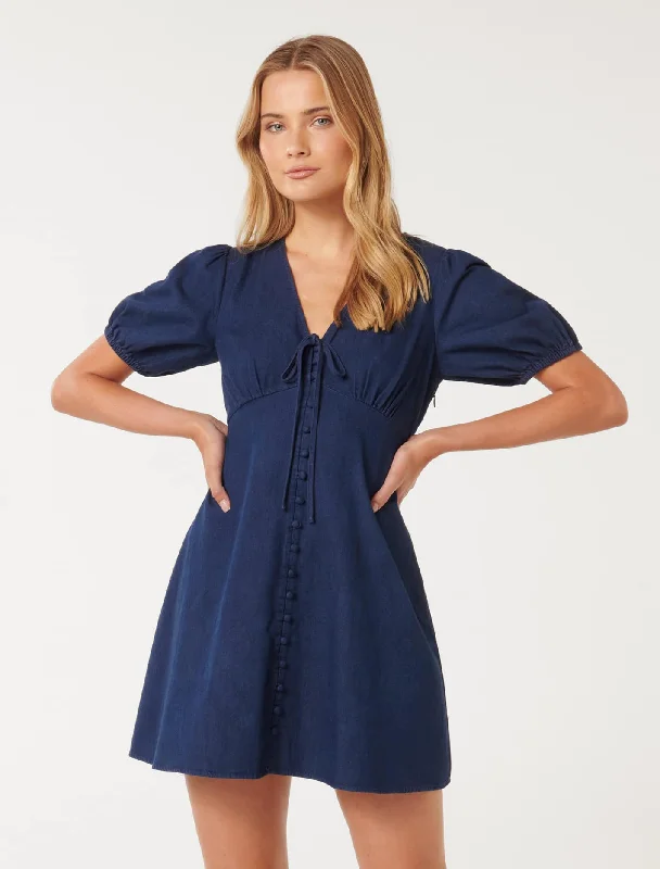 Women's Contemporary Apparel Darcie Denim Ruched Bodice Dress