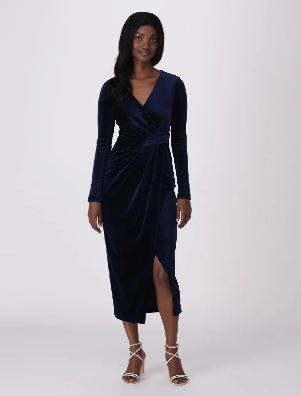 Women's Seasonal Apparel Julianne Wrap Velvet Midi Dress