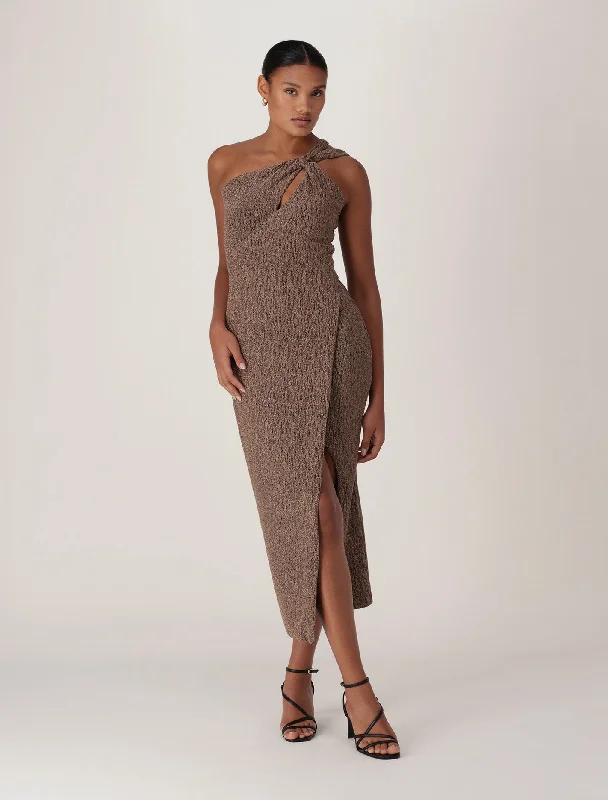 Women's Plus-Size Garments Kairo One Shoulder Glitter Maxi Dress