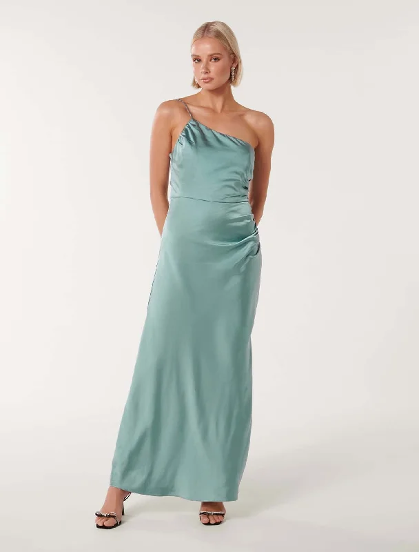 Women's Evening Garments Kelly One Shoulder Satin Maxi Dress