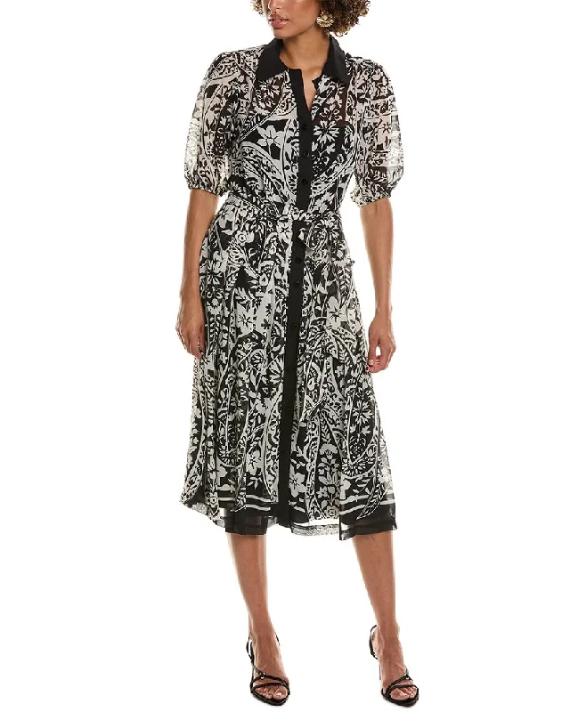 Women's Athletic Clothes Teri Jon by Rickie Freeman Chiffon Print Shirtdress