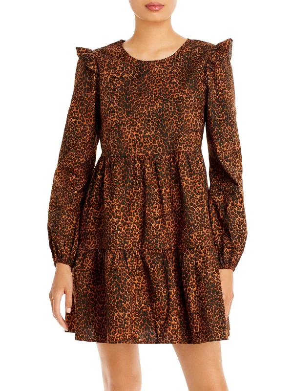 Women's Chic Apparel Velma Womens Animal Print Ruffle Babydoll Dress