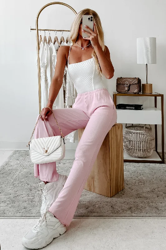 Women's Night-Out Clothes All Tuckered Out Ribbed Lounge Pants (Cool Pink)