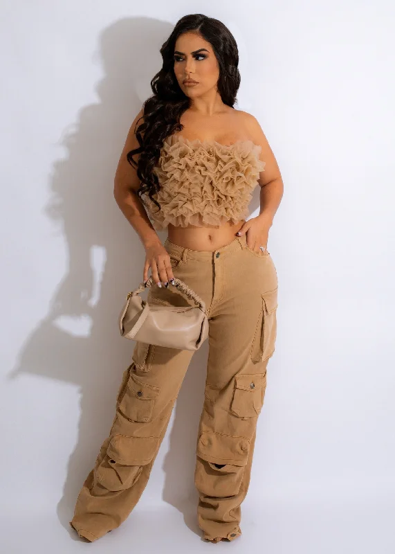 Formal Outfit For Women Always Good Vibes Cargo Pant Nude