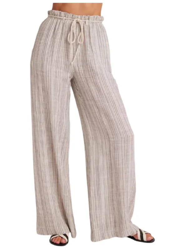 Women's Charming Outfit For Events Drawcord Wide Leg Pants In Beige